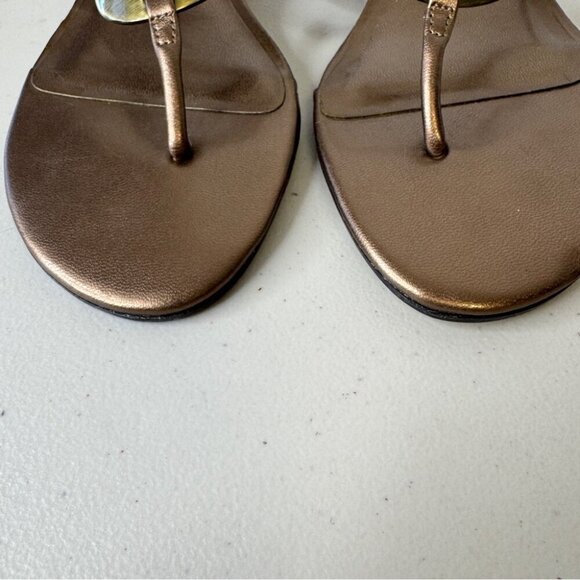 Vintage Impo 90s Y2K Bronze Metallic Straps Low Heel Slip On Sandals Size 7M - Picture 4 of 12
